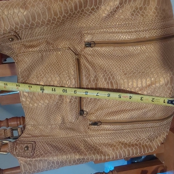 Botkier Vintage Tan Bronze Shimmery Lambskin Snake print Shoulder Bag Y2K - Picture 4 of 12
